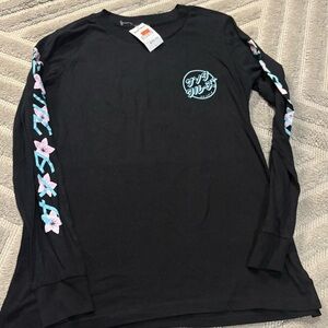Santa Cruz Skateboards Black Long Sleeve with Floral Sleeves
